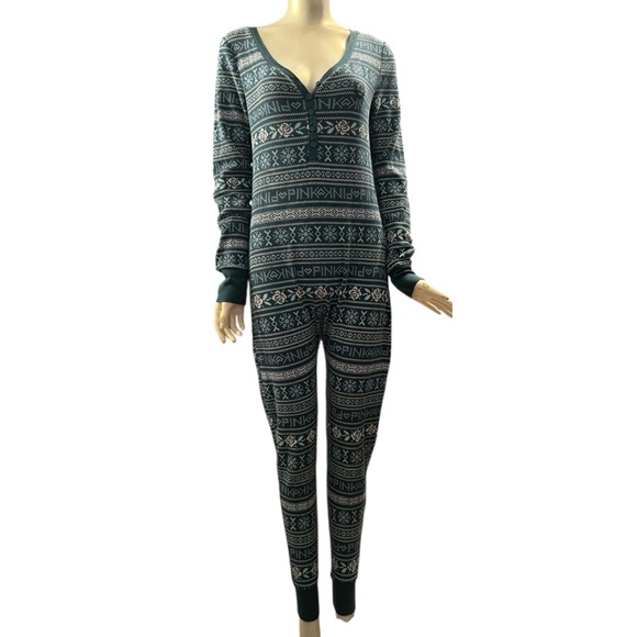 Pink one piece pajama romper - Picture 3 of 7